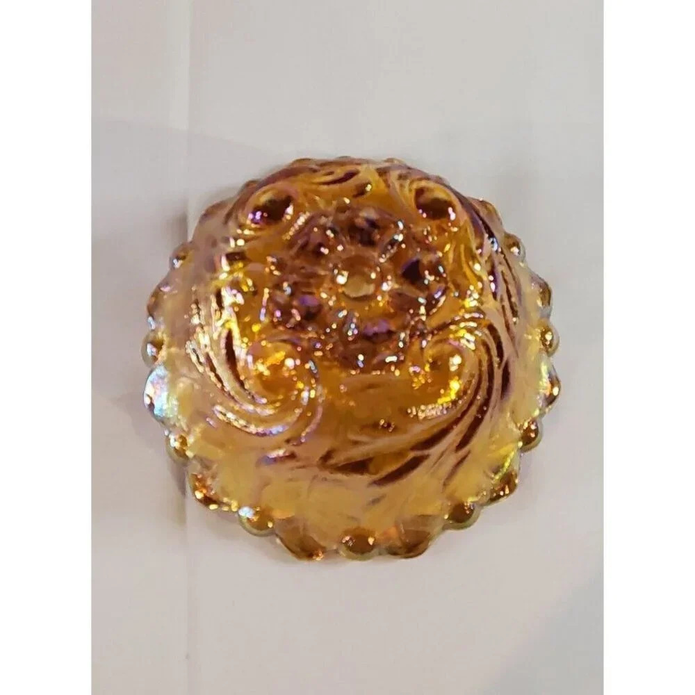 Vtg Indiana Glass Iridescent Gold Carnival Glass #1211 3pc Console Set Footed - Picture 8 of 13